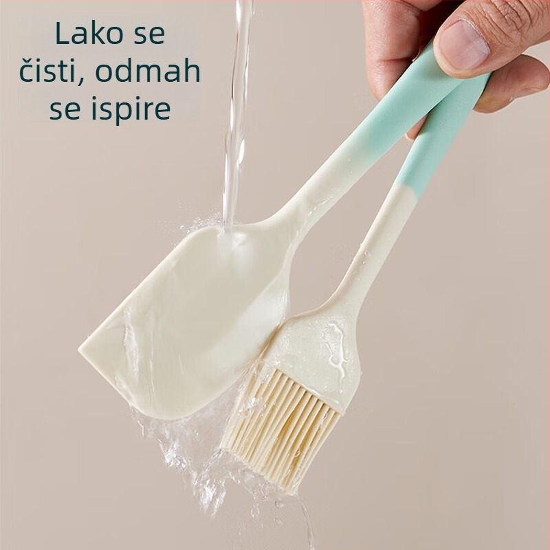 Set silikonskih špatula za pečenje - špatule od silikona otporne na visoke temperature, četkica za ulje, spatula za kremu i četka za začine.