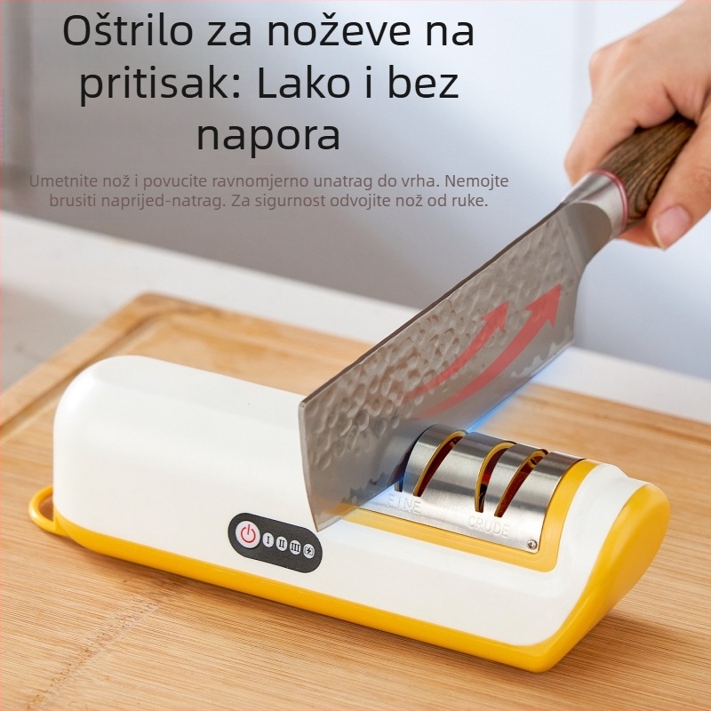Bežični električni oštrač noževa, punjiv, višenamjenski, kompaktan automatski kamen za oštrenje kuhinjskih noževa