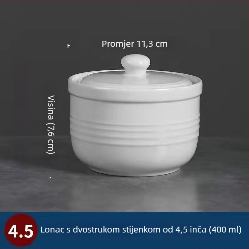 Keramički lonac za vodnu kupelj za kuhanje jaja na pari i juhe od ptičjeg gnijezda, 1 L, kineski stil