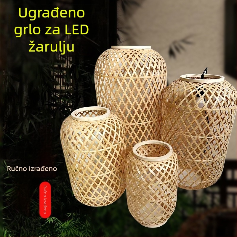 Lanterna od bambusa, ručno pletena u kineskom stilu, za čajne kuće i restorane, ukrasna viseća svjetiljka