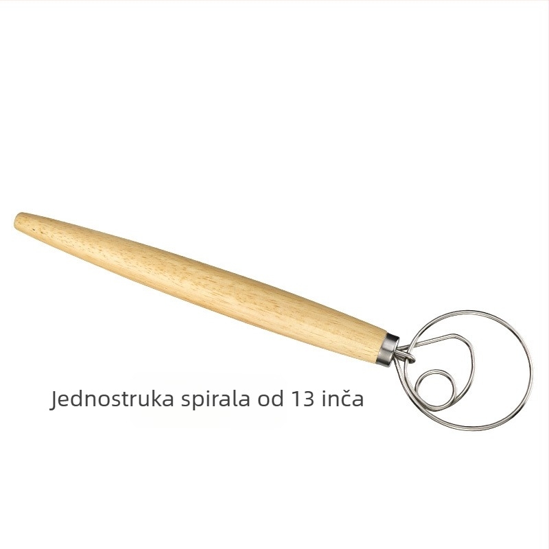 Danska miješalica za tijesto s spiralom od nehrđajućeg čelika 304 i drvenom ručkom od hrasta