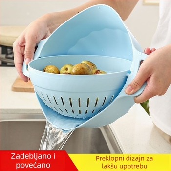 Dvostruki sloj rotirajuća košara za pranje povrća i voća s odvodom vode