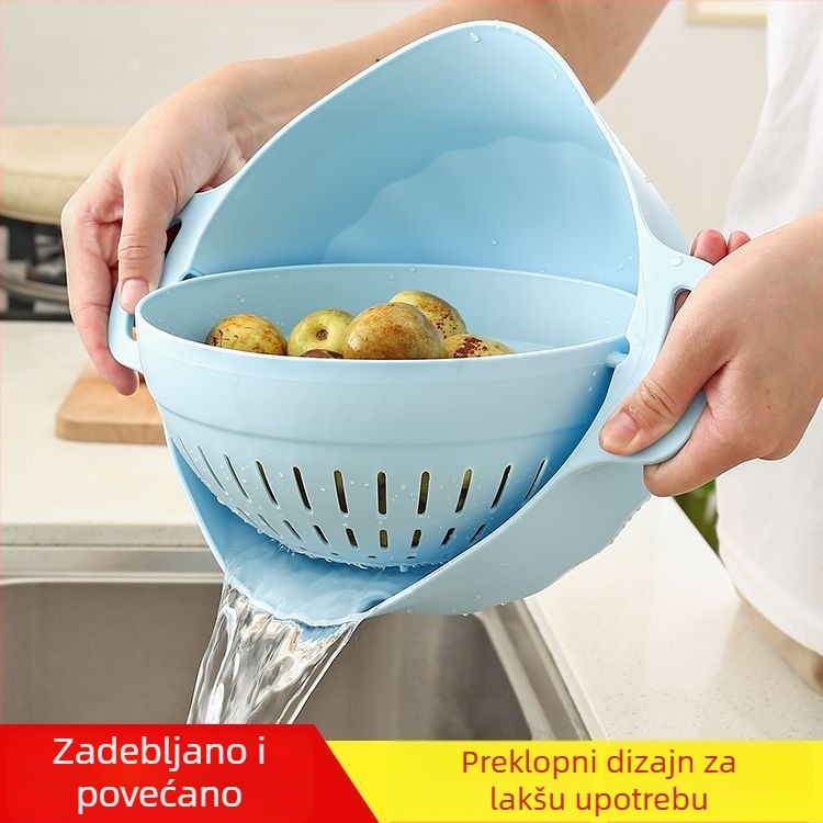 Dvostruki sloj rotirajuća košara za pranje povrća i voća s odvodom vode