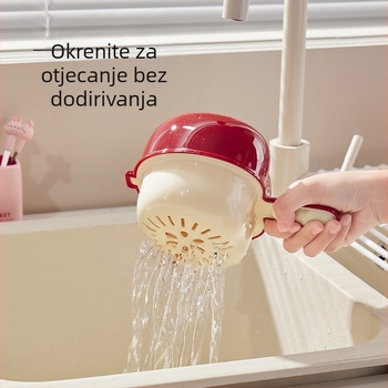 Dvostruki koš za pranje voća s odvodom i simpatičnom držkom