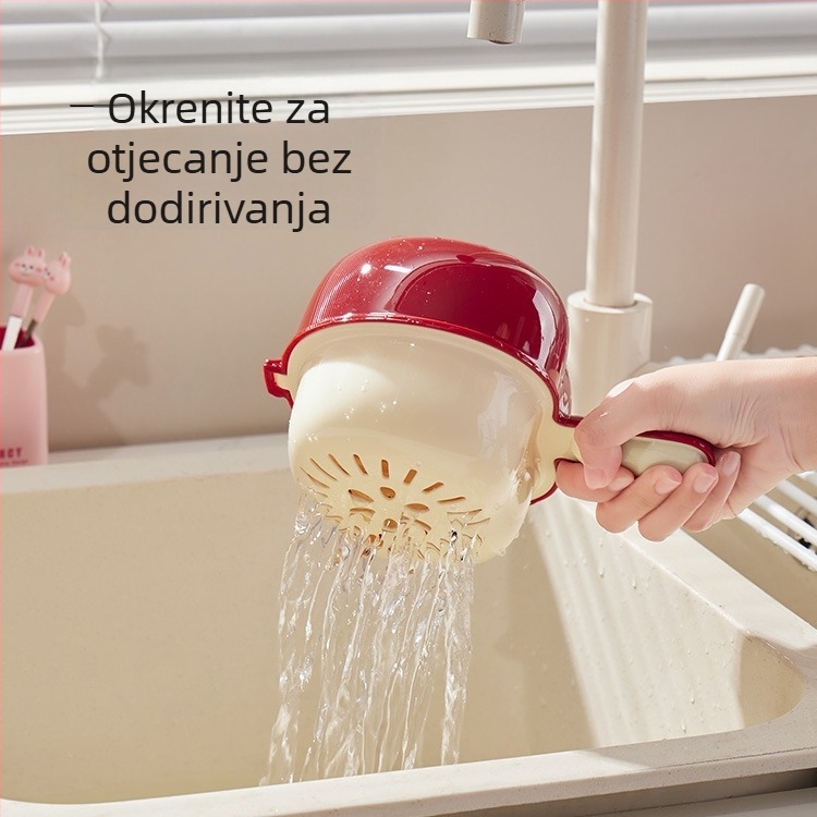Dvostruki koš za pranje voća s odvodom i simpatičnom držkom