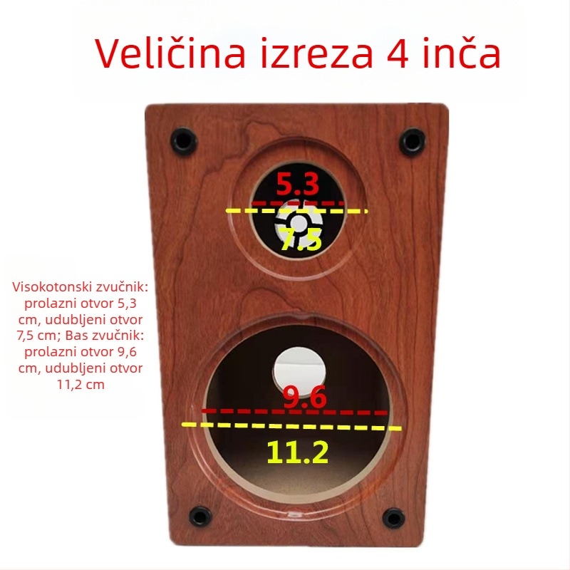 Drveni kabinet zvučnika za police, DIY dvodijelno kućište za zvučnike s 4, 5, 6,5, 8 i 10 inča