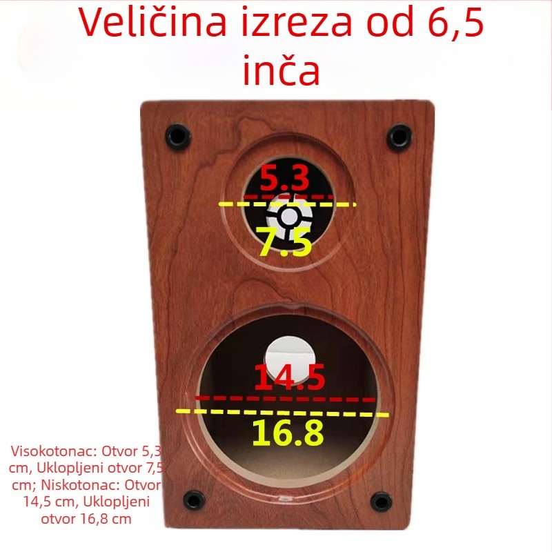Drveni kabinet zvučnika za police, DIY dvodijelno kućište za zvučnike s 4, 5, 6,5, 8 i 10 inča