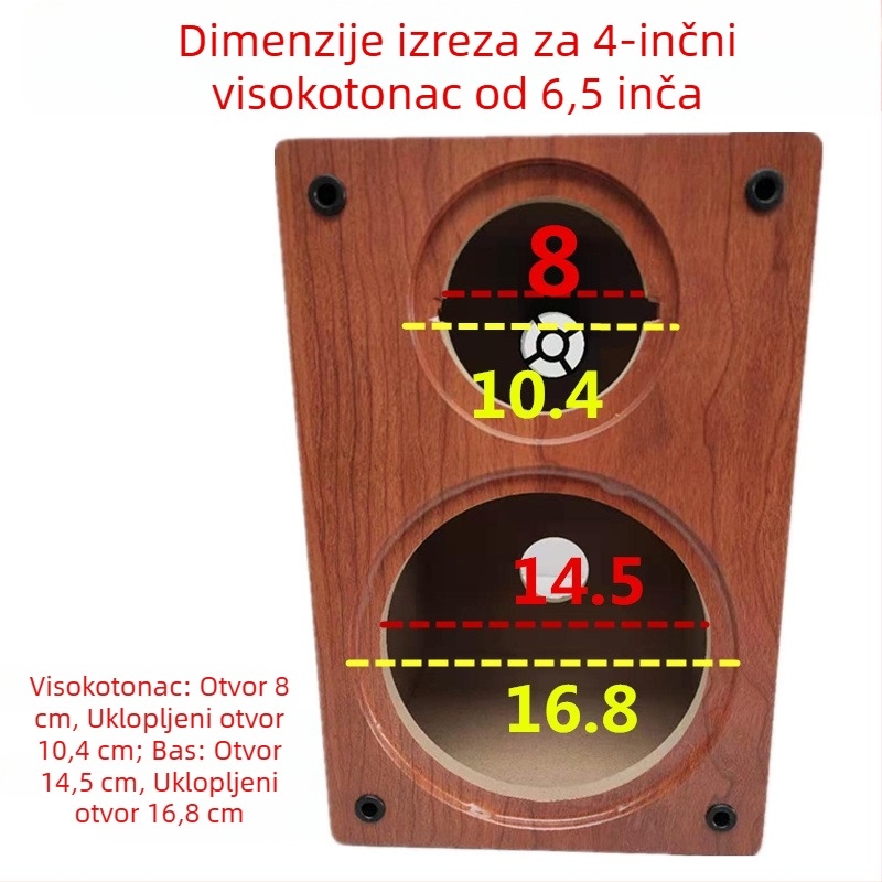 Drveni kabinet zvučnika za police, DIY dvodijelno kućište za zvučnike s 4, 5, 6,5, 8 i 10 inča