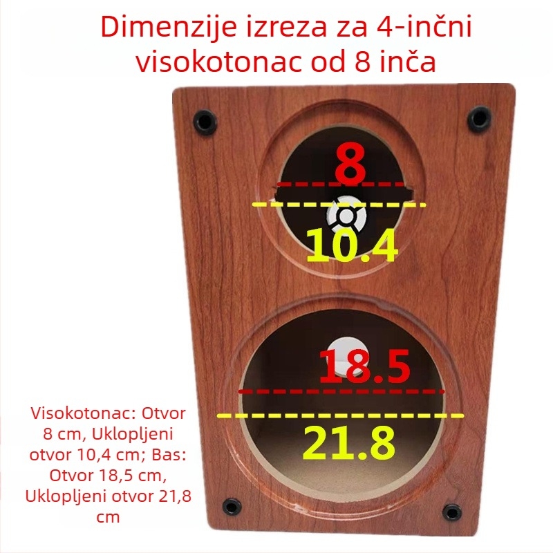 Drveni kabinet zvučnika za police, DIY dvodijelno kućište za zvučnike s 4, 5, 6,5, 8 i 10 inča
