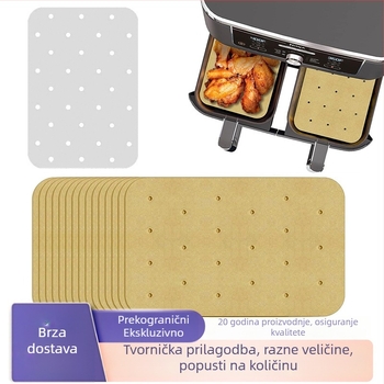 Pravokutni papir za pečenje za kuhanje na zraku s dvostrukim slojem silikonskog premazivanja