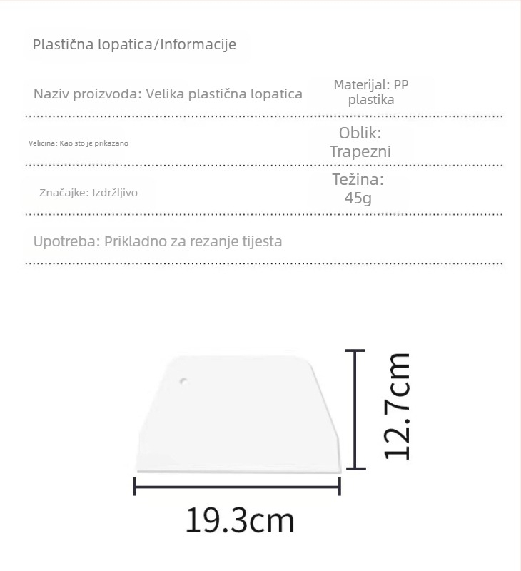 Plastični set kuhinjskih alata za kućno pečenje — špatula za kremu, nož za tortu, rezač palačinki, rezač rižinih rolica, rezač želea
