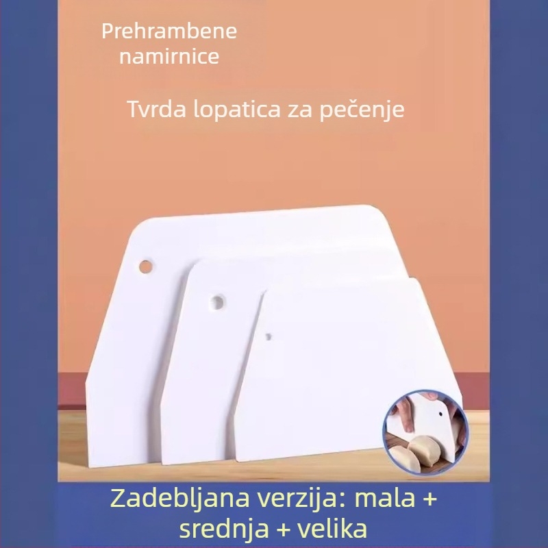 Plastični set kuhinjskih alata za kućno pečenje — špatula za kremu, nož za tortu, rezač palačinki, rezač rižinih rolica, rezač želea