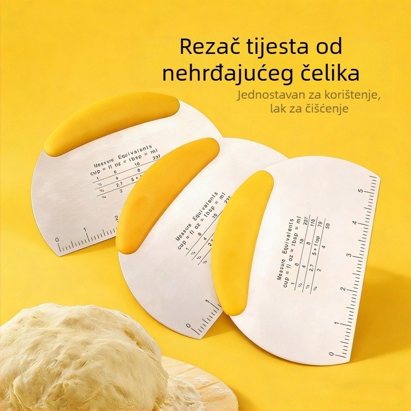 Nerđajući čelični nož za tijesto s mjernom skalom, kuhinjski alat za pečenje i polukružna špatula za torte i rižine rezance