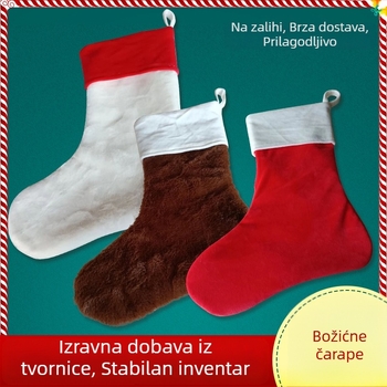 Plišana božićna čarapa kao viseći ukras za bor - netkani materijal, klasičan stil