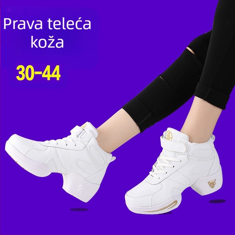 Ženske plesne cipele s mekom potplatom za proljeće i jesen; moderne, kvadratni ples i džez ples; gornji materijal: sintetička koža i Lycra; potplat PU.