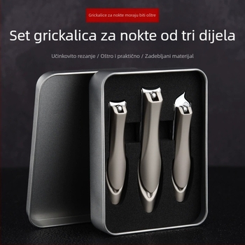 Set od tri kliješta za nokte s anti-splash zaštitom, ravnim i kosim čeljustima, metalna kutija