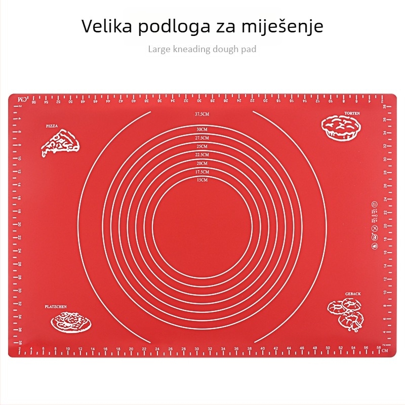 Silikonska podloga za mijesenje i razvlačivanje tijesta s mjernim oznakama, daska za rezanje od silikona za pečenje