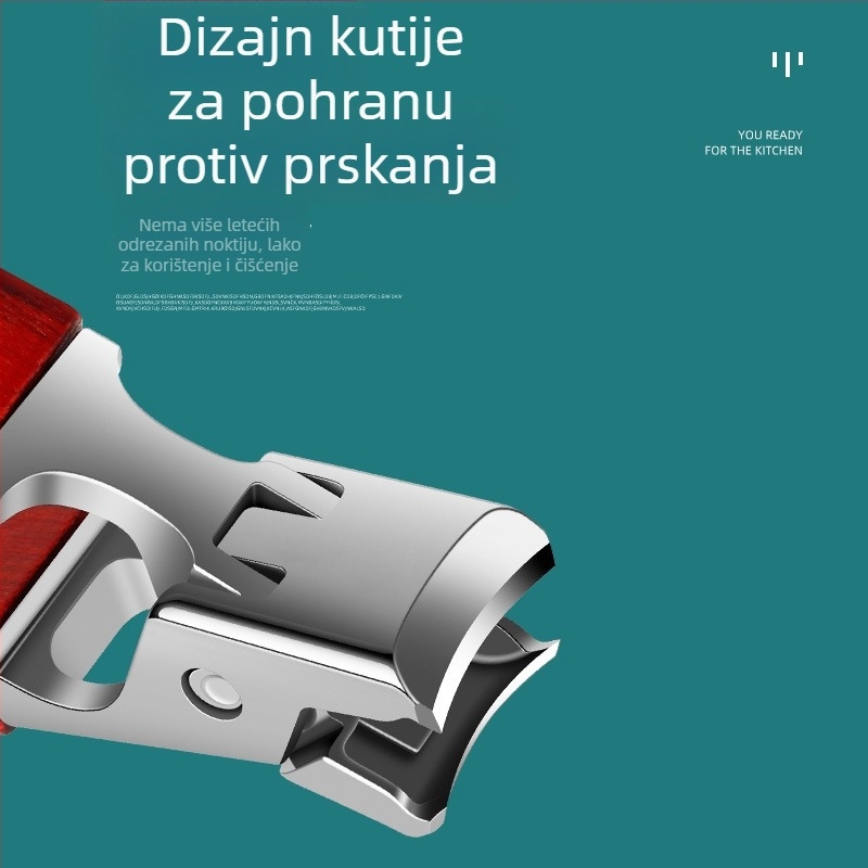 Klešta za nokte s drvenom drškom i širokim otvorom, namijenjena kućnoj uporabi, za debele i tvrde nokte