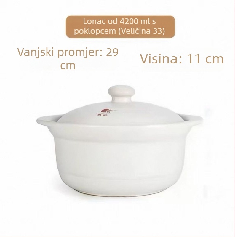Keramička posuda za juhu velikog kapaciteta s poklopcem, za izravno grijanje, 2,1–3 l, pogodna za kućnu i poslovnu upotrebu