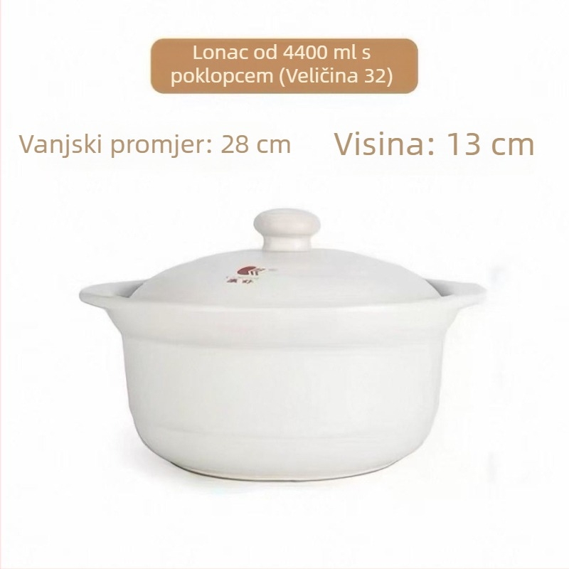 Keramička posuda za juhu velikog kapaciteta s poklopcem, za izravno grijanje, 2,1–3 l, pogodna za kućnu i poslovnu upotrebu