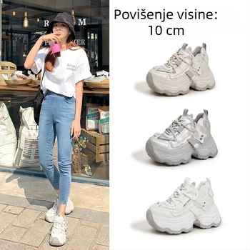 Ženske tenisice s povećanjem visine od 10 cm, skrivena peta, prozračne, udobne, lagane, svakodnevne