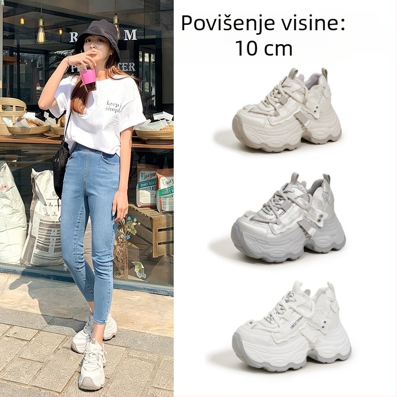 Ženske tenisice s povećanjem visine od 10 cm, skrivena peta, prozračne, udobne, lagane, svakodnevne