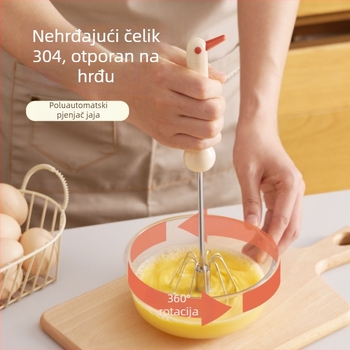 Kućni poluautomatski miješalac za jaja, nehrđajući čelik, ručno miksanje jaja i krema, prehrambena kvaliteta, kuhinjski alat za pečenje.