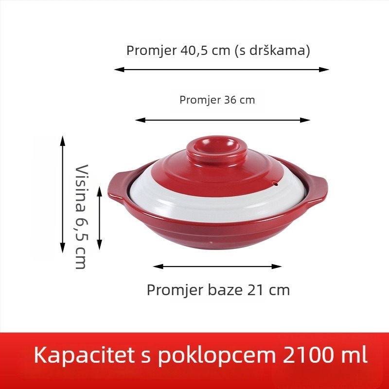 Dan Yun keramička plitka posuda za suho kuhanje, otporna na pucanje, za morsku hranu, juhu od ribje glave i lonac za vruće posude s poklopcem