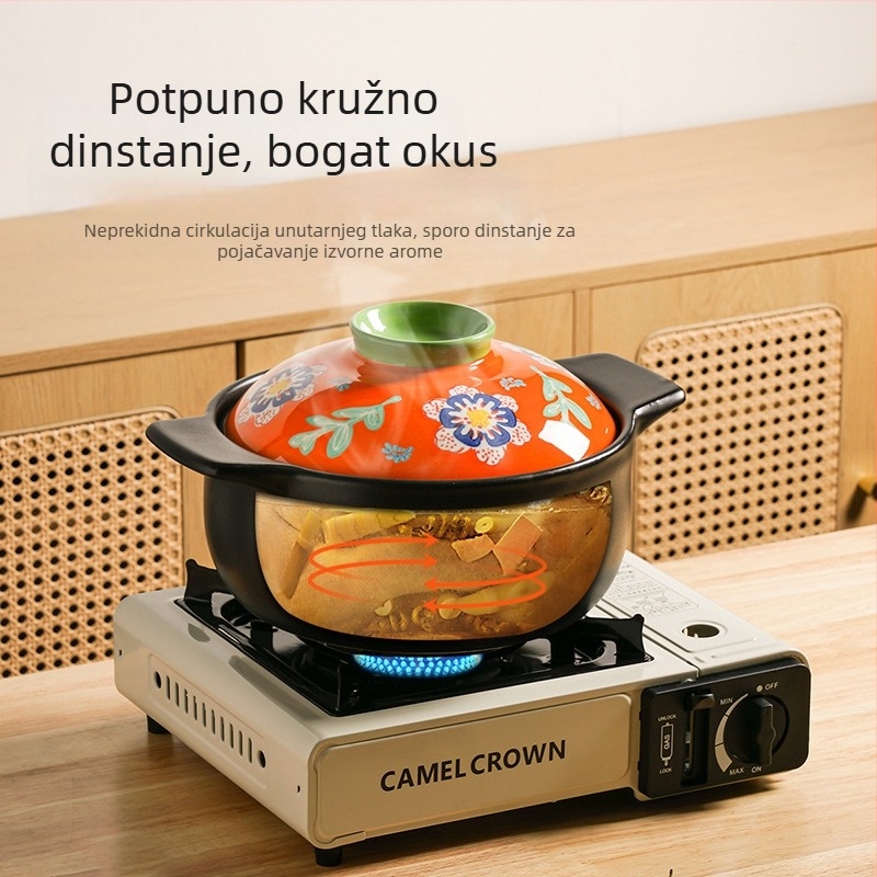 Porcelanski glineni lonac za plinski štednjak – juha, gulaš, kaša i riža, kapacitet 2,1–4 L