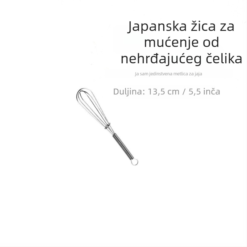 Mini ručni tučak za jaja s oprugom drškom, 430 nehrđajući čelik, mali