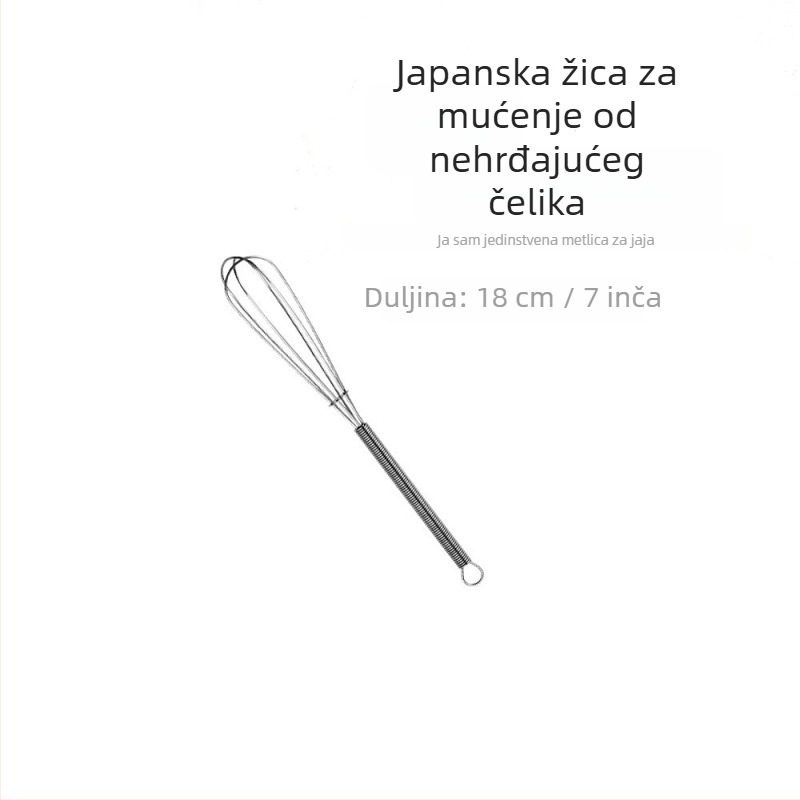 Mini ručni tučak za jaja s oprugom drškom, 430 nehrđajući čelik, mali