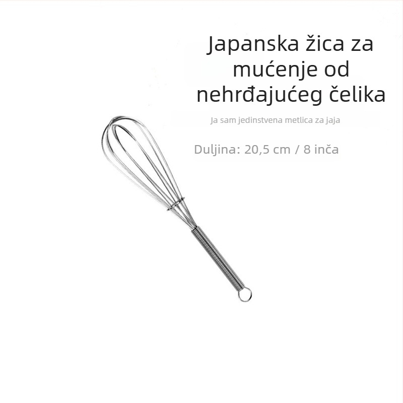 Mini ručni tučak za jaja s oprugom drškom, 430 nehrđajući čelik, mali