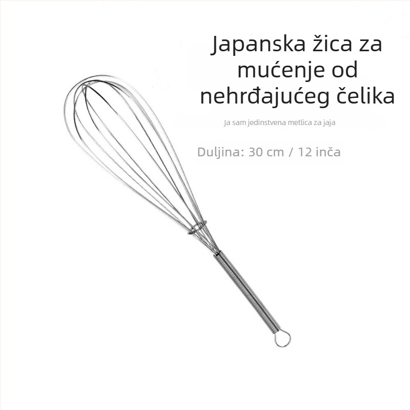 Mini ručni tučak za jaja s oprugom drškom, 430 nehrđajući čelik, mali