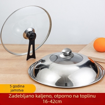 Poklop za wok od nehrđajućeg čelika s kaljenim staklom, promjer 32 cm, proziran, okrugli
