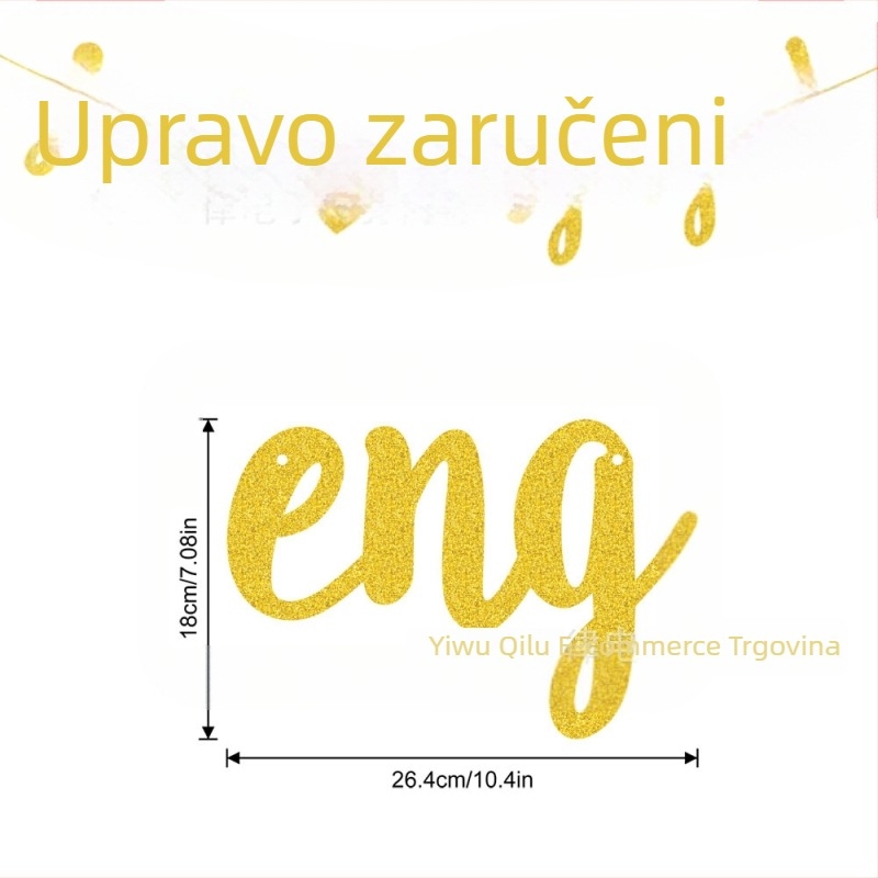 Just Engaged ružičasto-zlatni svjetlucavi banner za proslavu zaruka