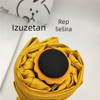 Kreativni kišobran s glavom patke, trodjelni kišobran za sunce, jednobojni, sklopivi, crni gumeni premaz, otisak logotipa