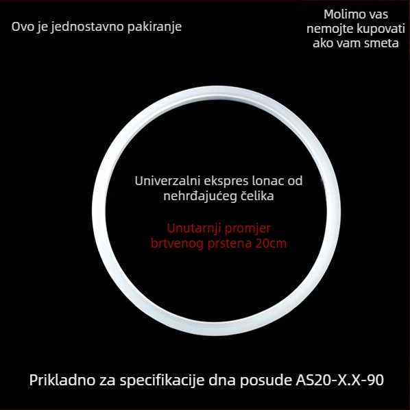 Klasični brtvni prsten za lonac pod pritiskom od nehrđajućeg čelika, univerzalno gumasto-silikonsko brtvilo 20/22/24 cm