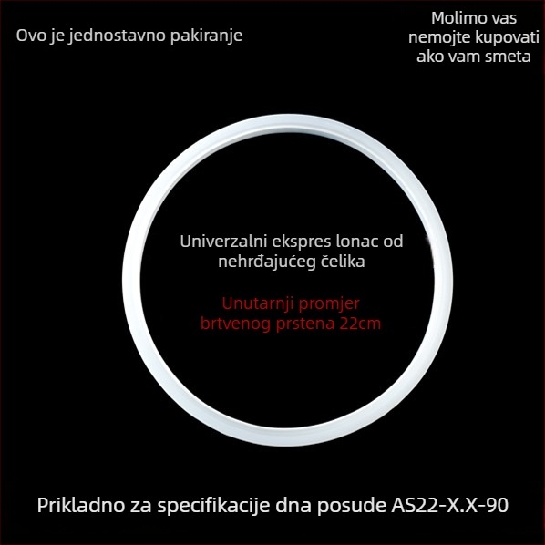 Klasični brtvni prsten za lonac pod pritiskom od nehrđajućeg čelika, univerzalno gumasto-silikonsko brtvilo 20/22/24 cm