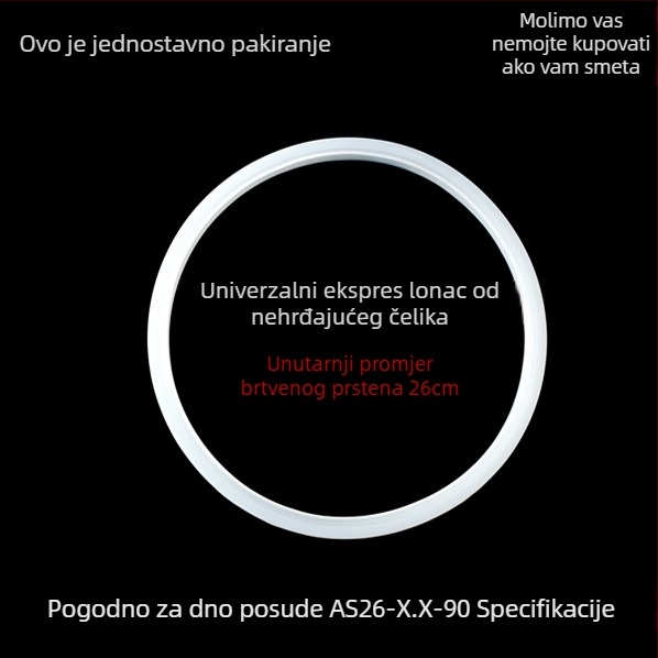 Klasični brtvni prsten za lonac pod pritiskom od nehrđajućeg čelika, univerzalno gumasto-silikonsko brtvilo 20/22/24 cm