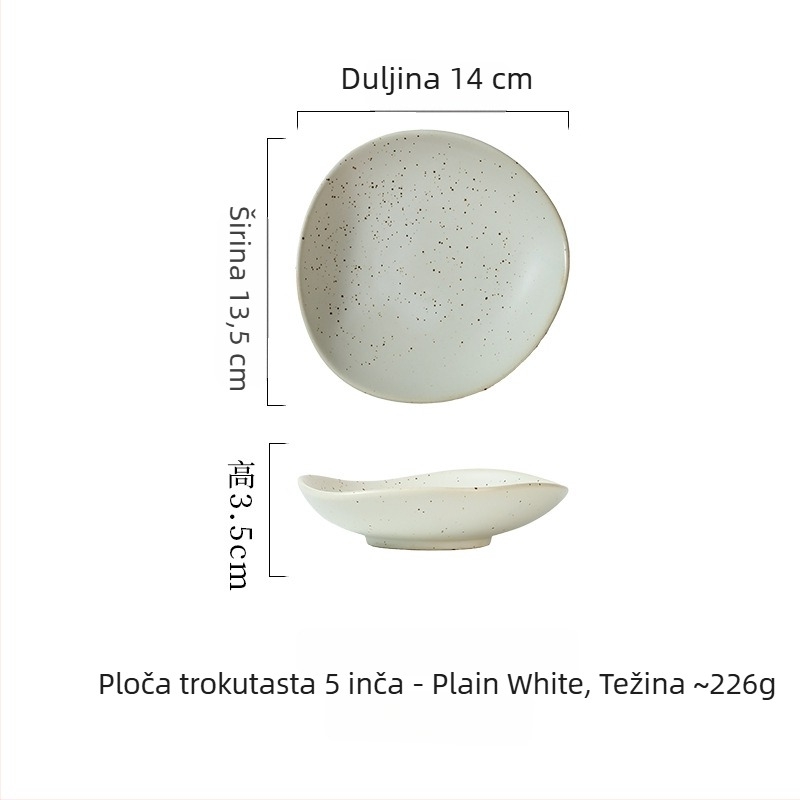 Japanskom stilu keramički posuđe, neobično oblikovani plitki tanjuri za sushi, sashimi, priloge i umake, promjer 14–14,9 cm