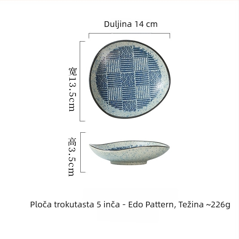Japanskom stilu keramički posuđe, neobično oblikovani plitki tanjuri za sushi, sashimi, priloge i umake, promjer 14–14,9 cm