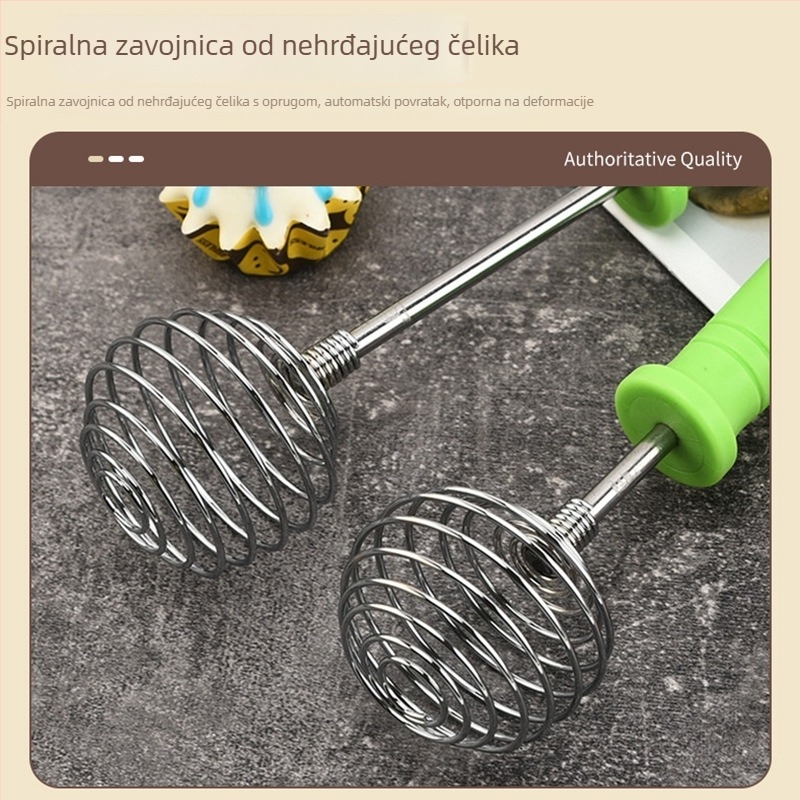 Spiralni ručni tučak za jaja od nehrđajućeg čelika, debela miješalica za tijesto, kuhinjski alat za pečenje