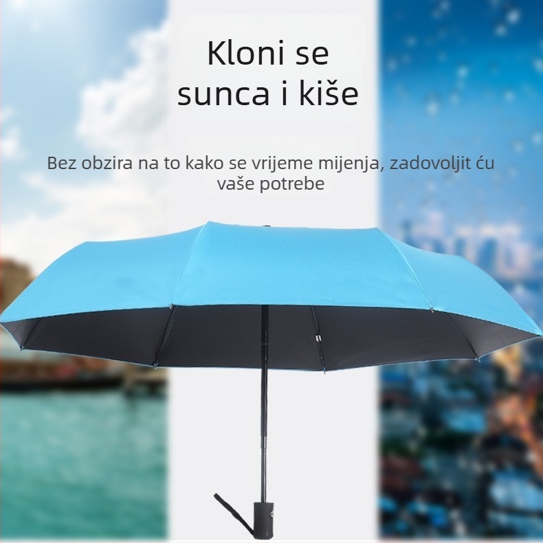 UV automatski sklopivi kišobran s 3 dijela, UV zaštita, dvostruka uporaba za sunce i kišu, reklamni dar kišobran