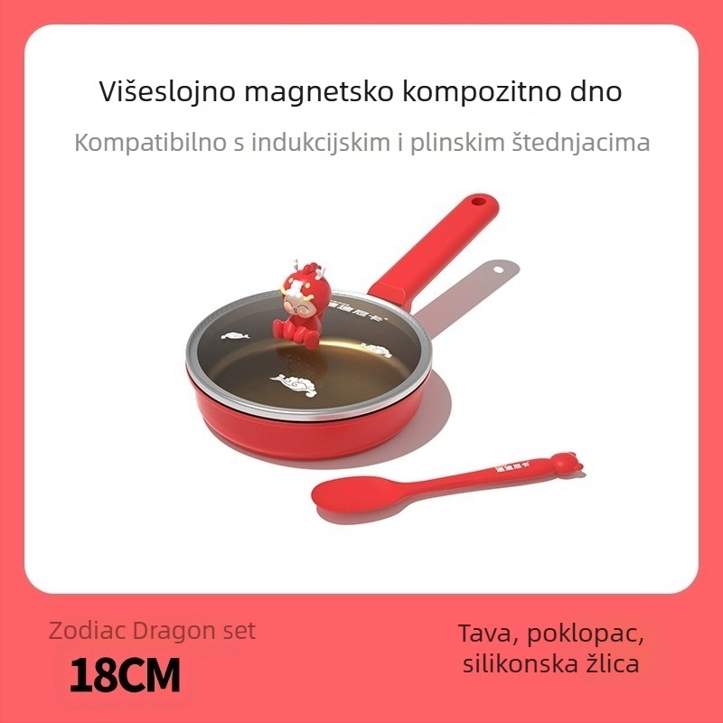 Didinika Dječji lonac s neprimjenjajućim premazom — višenamjenski lonac za kuhanje i zagrijavanje mlijeka, aluminijska legura, čvrsti stakleni poklopac