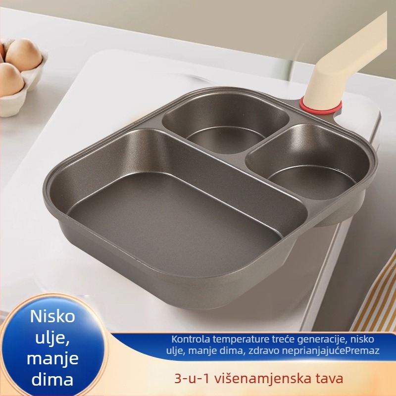 Premium titanij-keramički 3-u-1 tiganj za doručak, neprimijanjajući za steak, jaja i burger