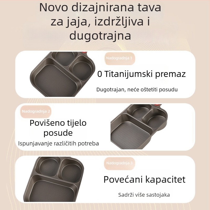 Premium titanij-keramički 3-u-1 tiganj za doručak, neprimijanjajući za steak, jaja i burger