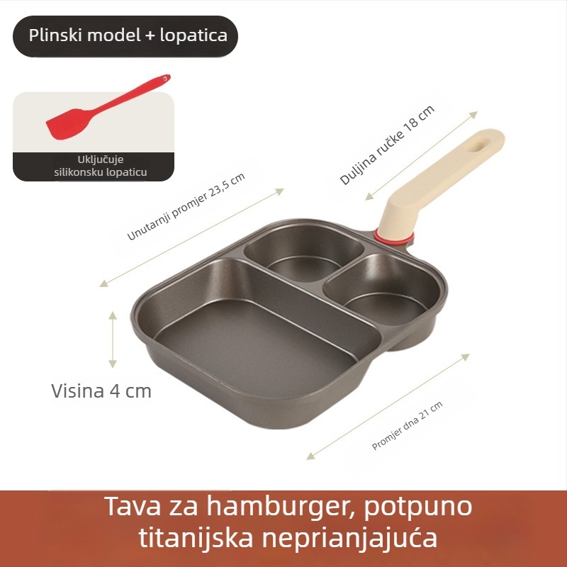 Premium titanij-keramički 3-u-1 tiganj za doručak, neprimijanjajući za steak, jaja i burger