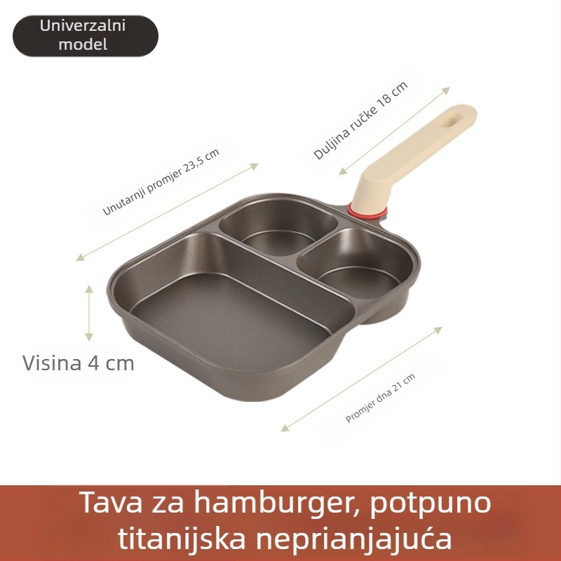 Premium titanij-keramički 3-u-1 tiganj za doručak, neprimijanjajući za steak, jaja i burger