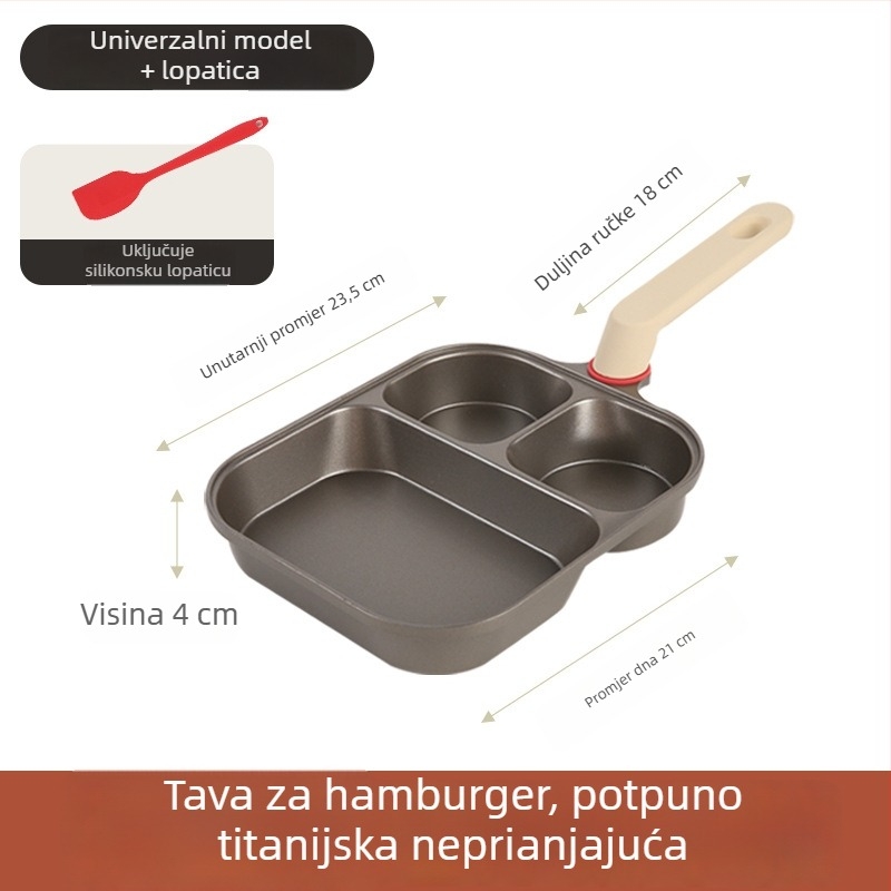 Premium titanij-keramički 3-u-1 tiganj za doručak, neprimijanjajući za steak, jaja i burger