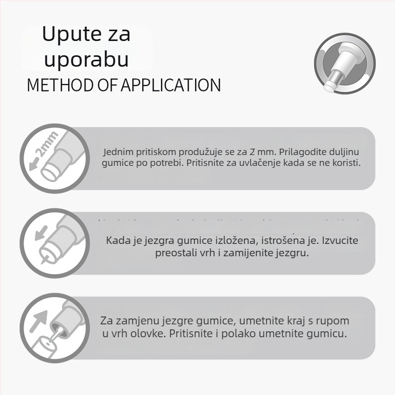 Blue Fruit gumica za olovke s pritiskom, bez potrebe za oštrenjem, bez čestica, za crtanje i skice